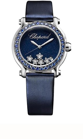 Chopard Happy Anniversary Quartz Blue Steel 36mm Tanf Silk 30m