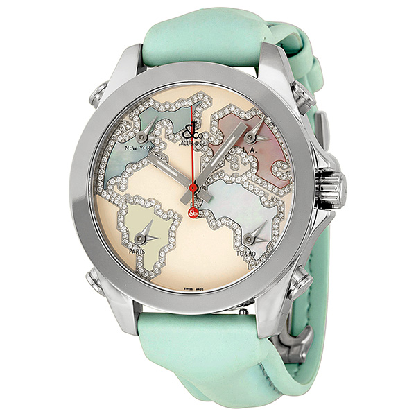 Jacob & Co. JCM125 Pink Enamel Diamond Accents 1.35ct Time Zone Watch