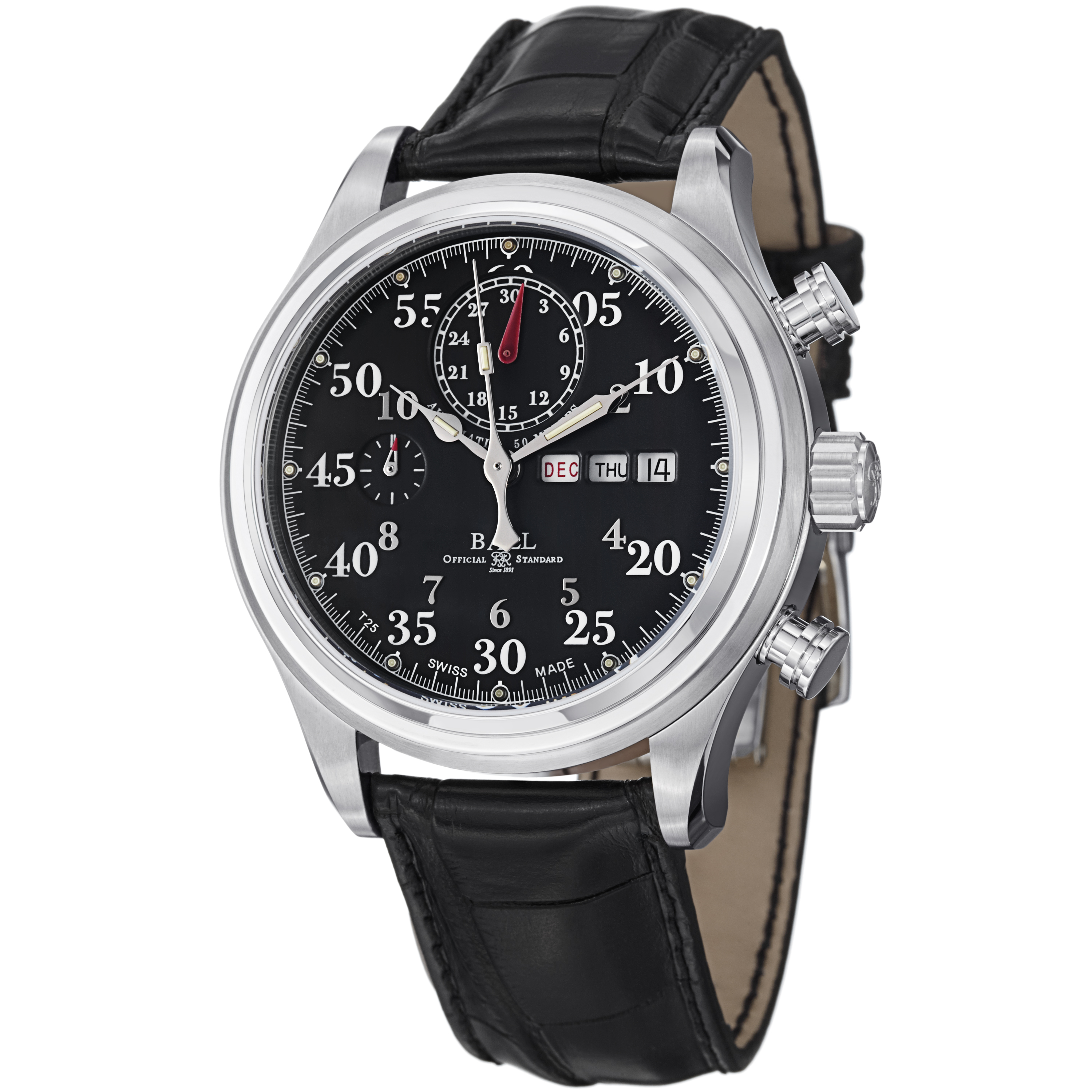 Ball Trainmaster Chrono Diver 41mm Automatic Black Bezel Steel Watch