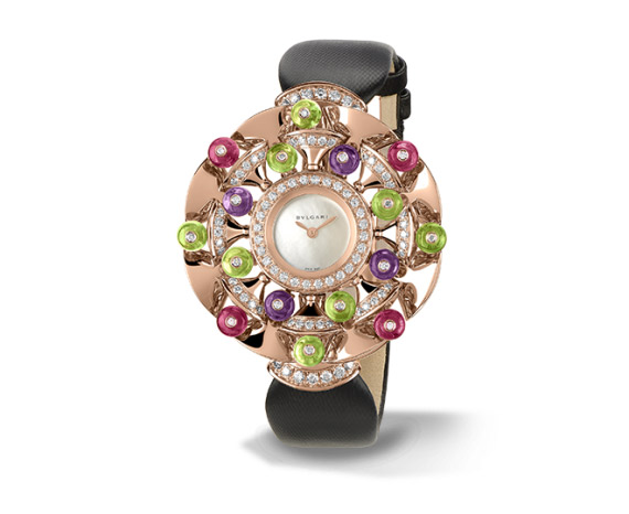 Bvlgari Diva White Mother-of-Pearl Quartz 18k Gold Diamond Bezel 39mm
