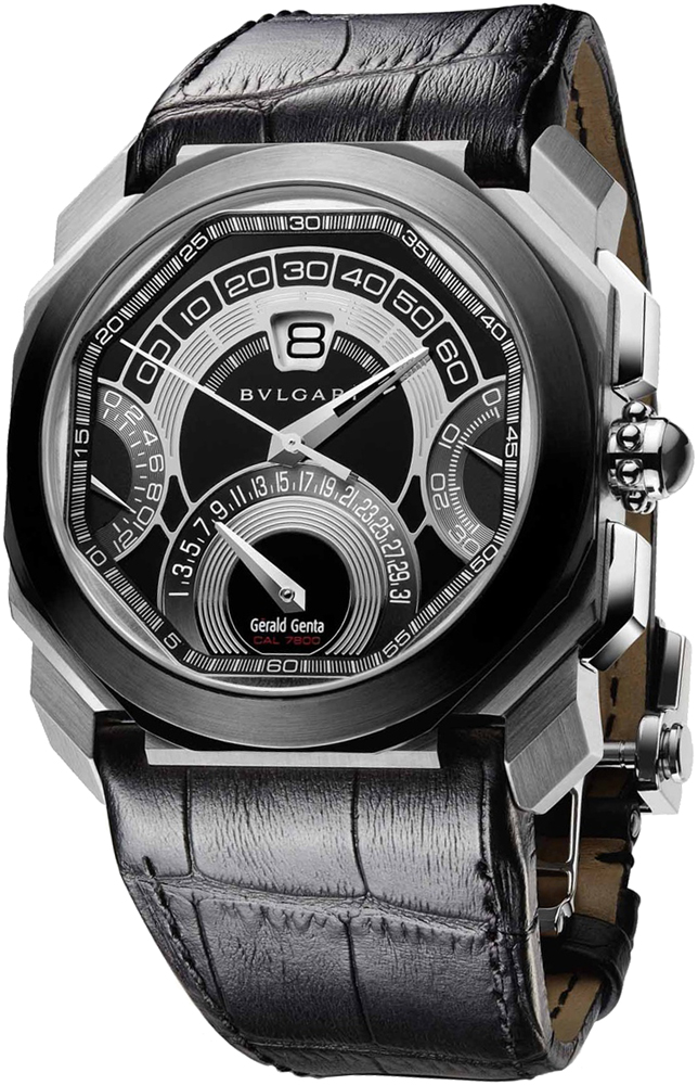 Bvlgari Octo Retrograde Chrono 101882 Automatic Silver Case Blue Face Mens Watch