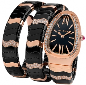 Bvlgari Serpenti Spiga Swiss Clone, 102128, Automatic Gold-Tone Watch with Embossed Dial