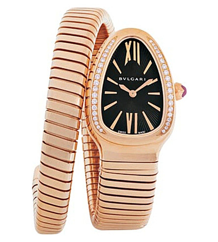 Bvlgari Serpenti Tubogas Automatic Gold Case Black Face Reps Watch