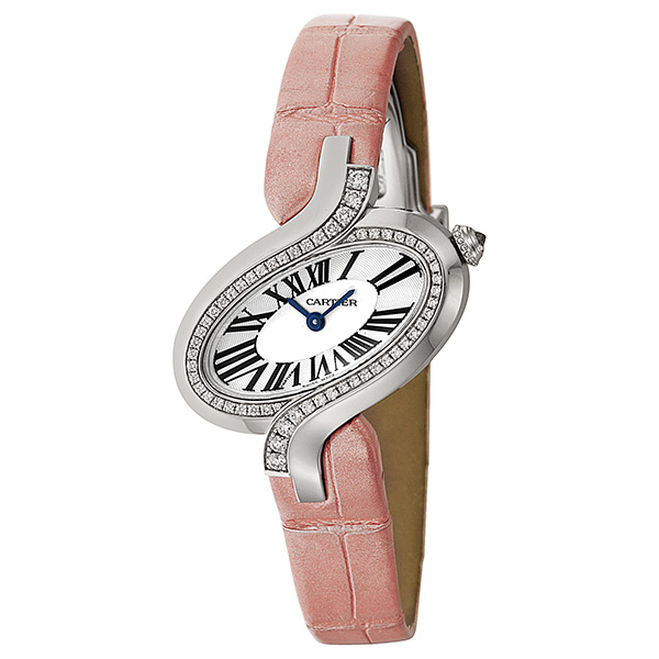 Cartier Delices Elegance WG800014 Gold Plated Watch - 28mm Round Bezel Set Diamond