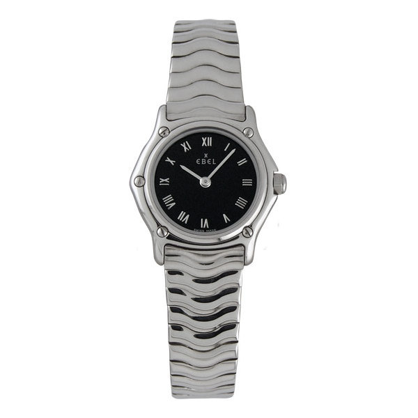 Ebel Sport Chronograph Lady's Watch - Stainless Steel Case - Black Dial - 28mm