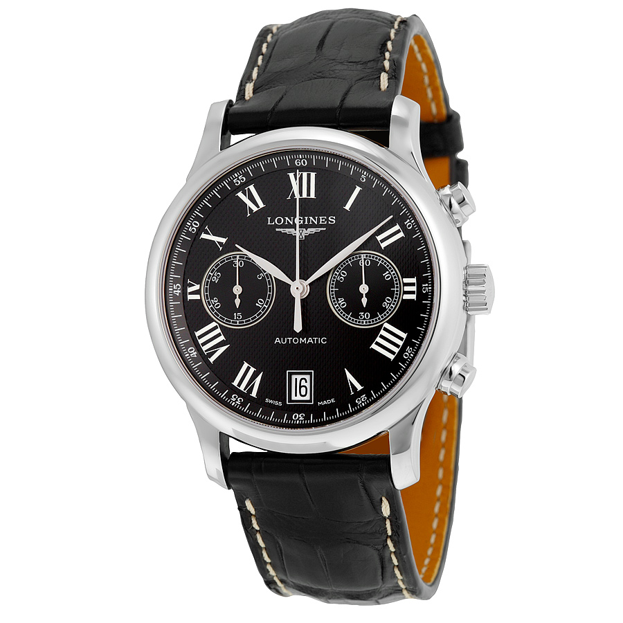 Longines Master Chronograph 43mm Automatic Silver Case Black Dial Watch
