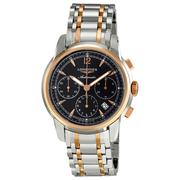 Longines Saint-Imier Automatic Chrono Rose Gold Bracelet 41mm Black Dial