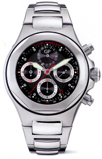 Girard Perregaux Laureato 80180.1.11.6516 Imitation Chronograph Men's Timepiece with Silver Bezel & Black Sunray Dial