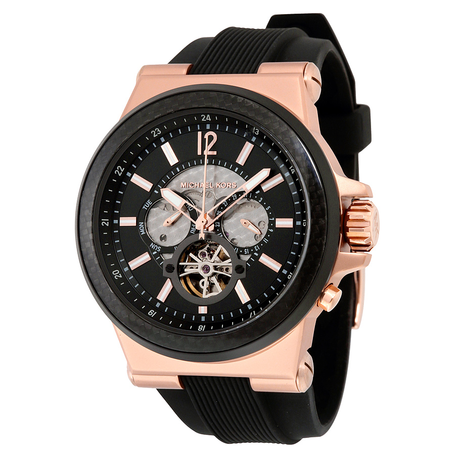 Michael Kors Dylan MK9019 Imitation Watch - Stainless & Silver Case - Jet Black Face - Swiss Quartz