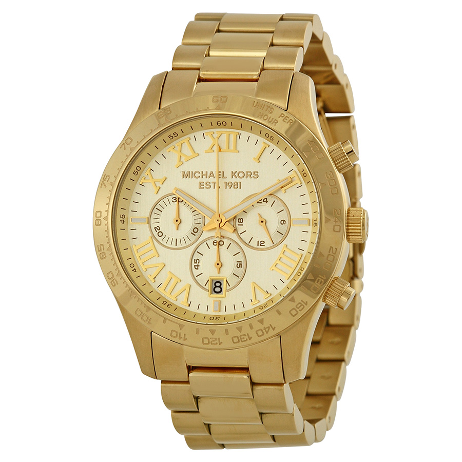 Michael Kors Layton MK8214 Imitation Chronograph Mens Watch - Stainless Steel Case, Black Dial, 50m Water Resistant