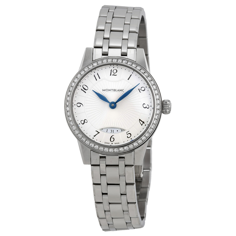 Montblanc 111209 Imitation Timepiece, Swiss Auto, Chrome Case, Black Chronograph Face Watch