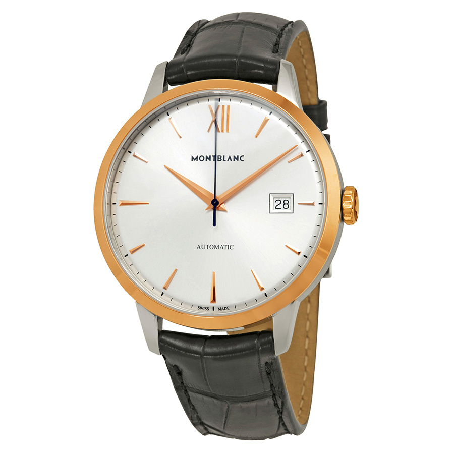 Montblanc Meisterstuck 111624 Imitation Automatic Silver Case Black Face 100m Water Resistant Men's Watch