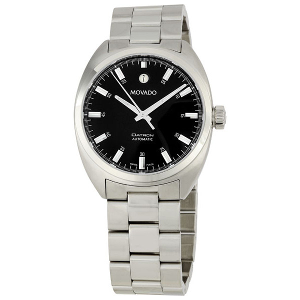 Classic Movado Datron Automatic Chronograph Mens Watch - Jet Black Dial, Stainless Steel