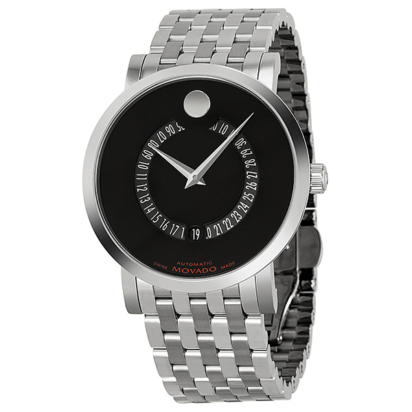 Movado Red Label Stainless Steel Chronograph Black Dial Watch