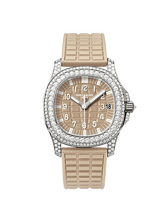 Patek Philippe Aquanaut Clone Automatic Gold Beige Grid Pattern Watch