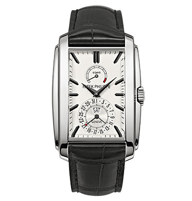 Patek Philippe Gondolo 5200G-010 Auto Black Opaline 18K White Gold 32.4x46.9mm Rectangular Sapphire 30m