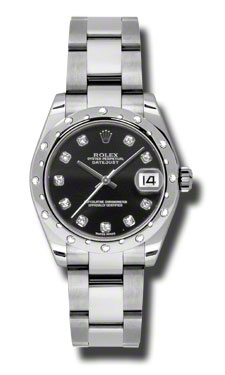 Rolex Datejust Lady 31 Clone, 31mm, Gold-Plated Case, Black Roman Dial, Automatic Movement