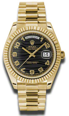 Swiss Replica Rolex Day-Date II 41mm Blue Gold Bezel Automatic Chronograph Watch