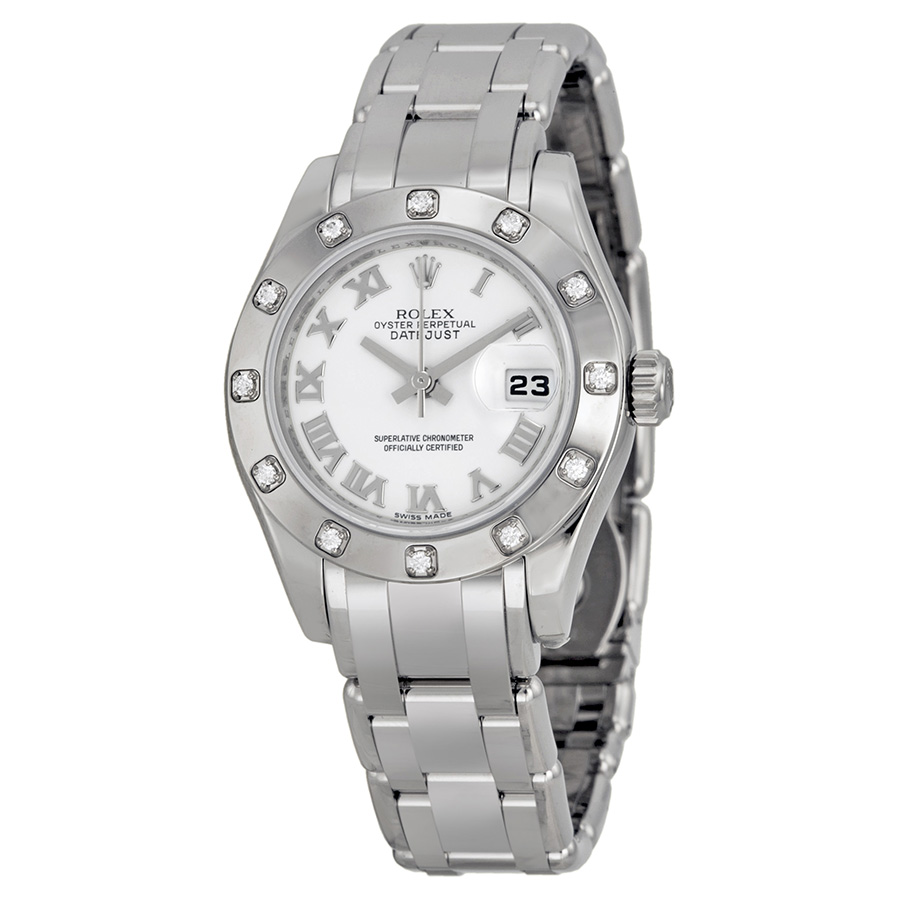 Replica Rolex Pearlmaster Pearl-Glazed Steel Bracelet Automatic 18ct Gold Watch