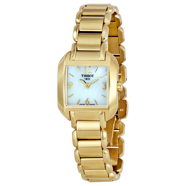 Tissot T-Wave Mother of Pearl 28mm Quartz Gold PVD White Dial 30M