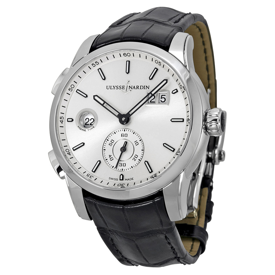 Ulysse Nardin GMT Master Swiss Clone with Dual Time Function 33mm Silver Case Blue Face Watch