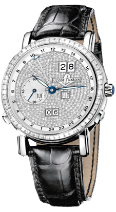 Ulysse Nardin GMT Master 320-89BAG-091 Auto White Gold Diamond Pave Blue Dial 40mm