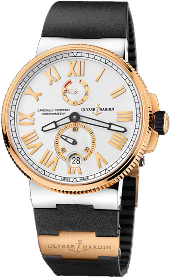 Ulysse Nardin Marine Chrono 41mm 18K Rose Gold/Steel Auto Movt Black Dial Sapphire 200m Water Resistant