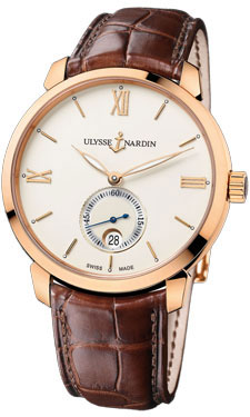 Ulysse Nardin San Marco 40mm Rose Gold Automatic Ivory Dial Brown Leather 50m Water Resistant