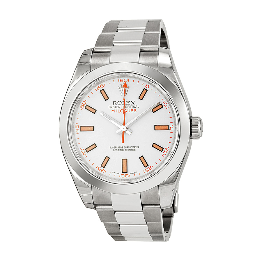 Omega Milgauss Automatic White Dial Stainless Steel 40mm Oyster Bracelet 100m Water Resistant