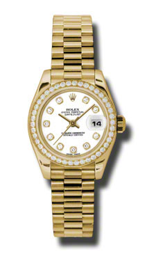 Timeless Rolex Datejust 179138WDP - Precision Swiss Clone, Gold & Diamond bezel, Black Chronograph Face Watch