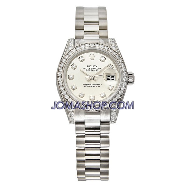 Rolex Lady Datejust 18K White Gold Diamond Dial Jubilee Watch