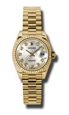 Rolex Datejust 179178SJDP Clone in 18K Gold with Diamond Accents & White Mother-of-Pearl Dial Watch