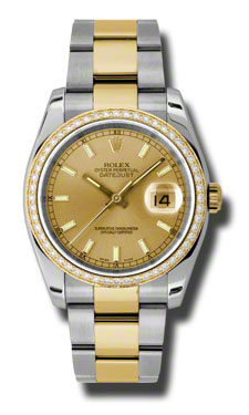 Luxury Swiss Clone Rolex Datejust 116243CSO Gold-Plated Watch, 36mm, Automatic, Champagne Dial