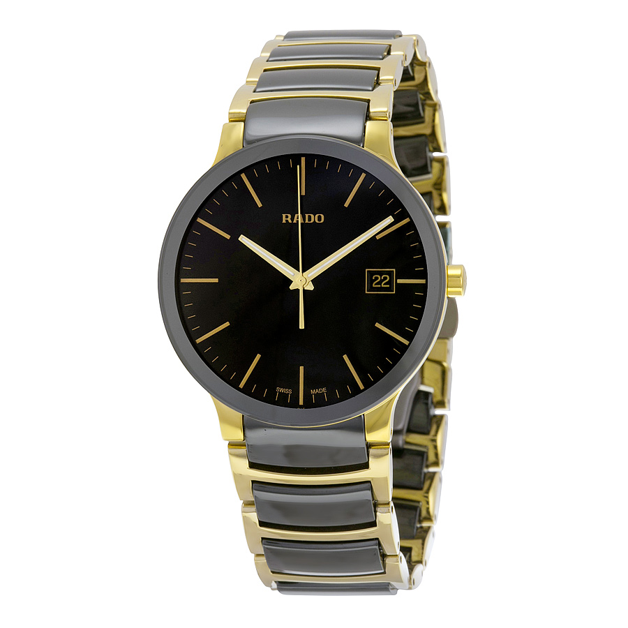 Elegant Rado R30929152 PVD Gold Stainless Steel Watch with Jet Black Dial