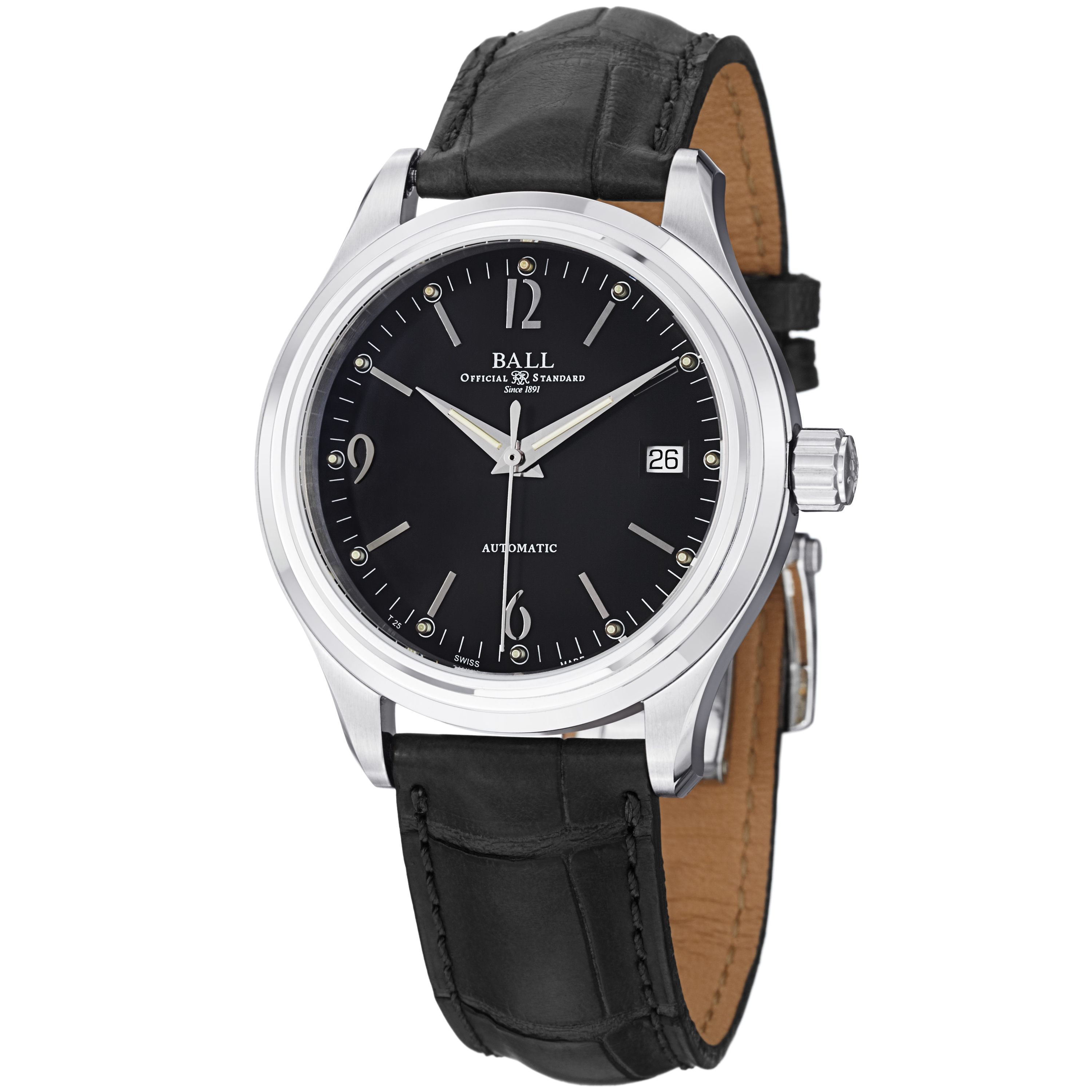 Ball Streamliner NM1060DLJBKBK Automatic Chronograph Silver Case Jet Black Face Mens Watch