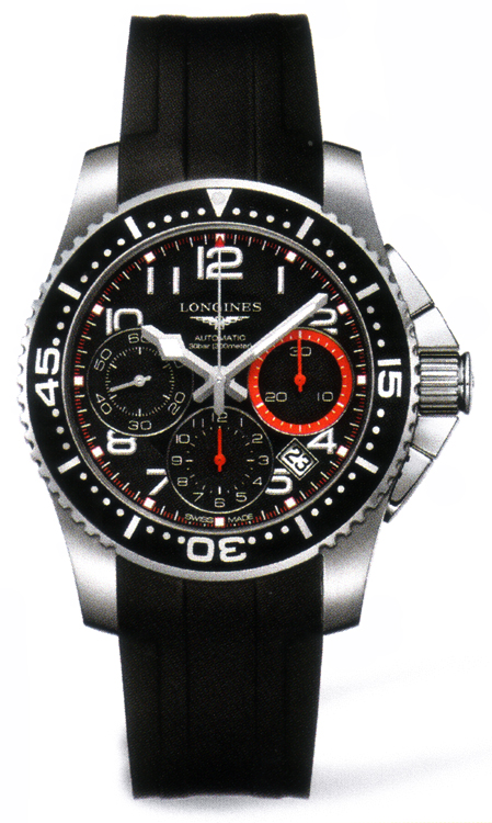 Longines HydroConquest Swiss Automatic Dive Chrono Jet Black Face 300m Water Resistant Watch