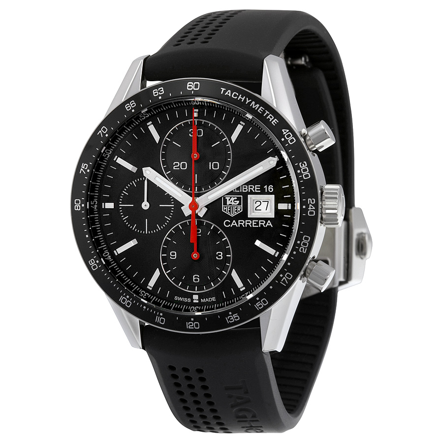 Tag Heuer Carrera Automatic Chronograph Black Dial Steel Watch
