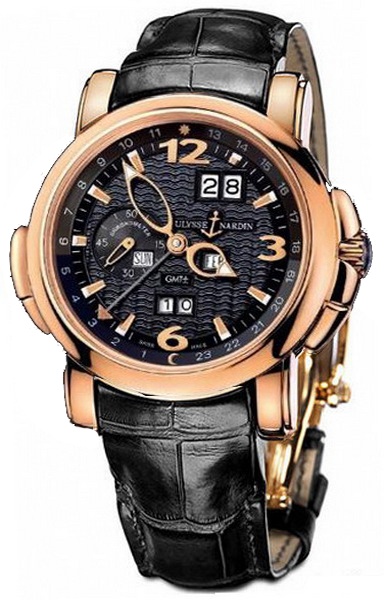 Ulysse Nardin GMT Perpetual 42mm Black Imitation Watch - Swiss Clone with Blue Dial