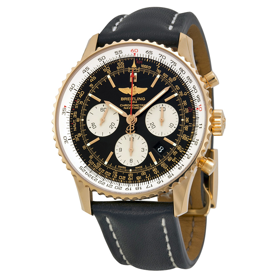 Breitling Navitimer Aviator Chronograph 42mm Automatic Pilot Watch - Jet Black Face, Stainless Steel, 100m Water Resistant