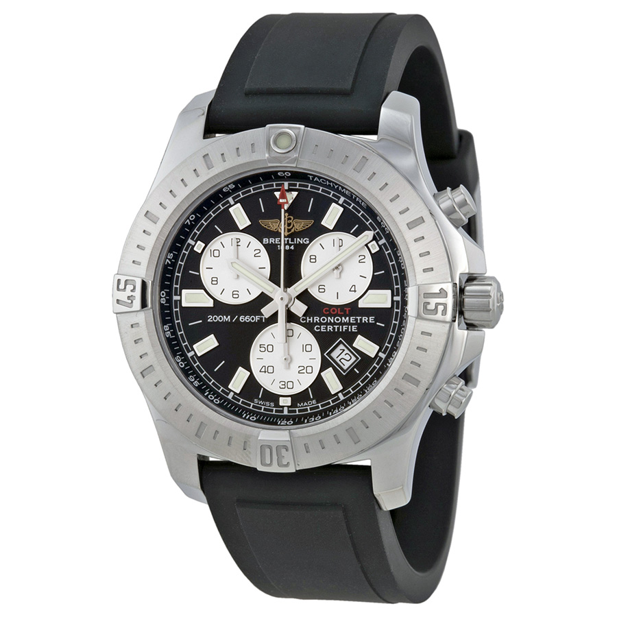 Breitling A7338811-BD43 Imitation Chronograph Pilot Watch - Stainless Steel Case, Jet Black Face