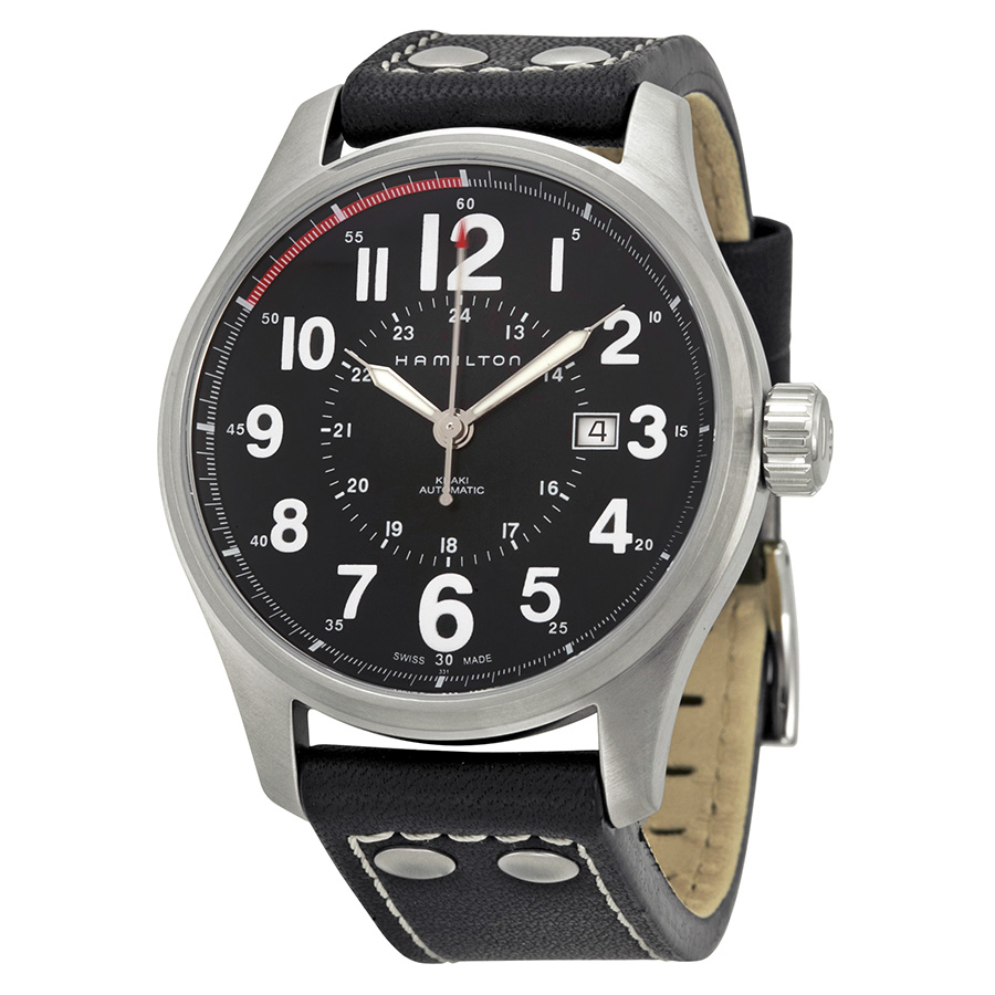 Hamilton Khaki Pilot Automatic Watch: Steel Case, Black Dial, 100m Water Resistant