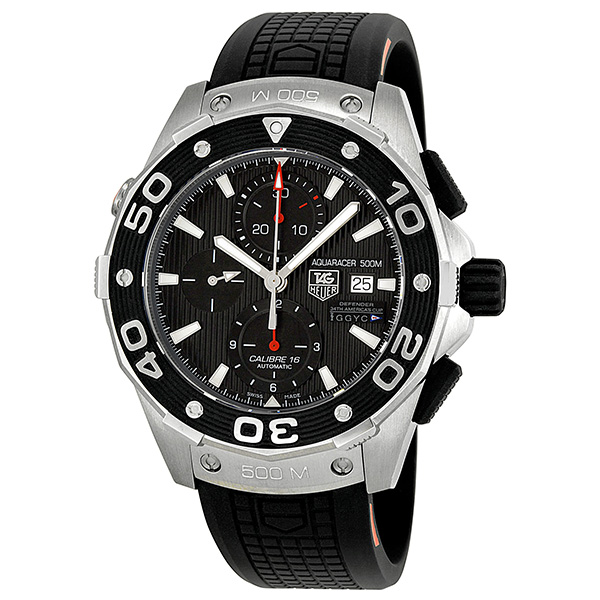 Tag Heuer Aquaracer CAJ2112.FT6036 Dive Master Chrono Black Face, Defender Logo Steel Watch