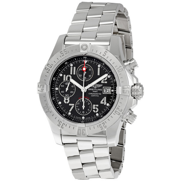 Breitling Avenger Automatic Steel Watch with Black Dial & Chronograph