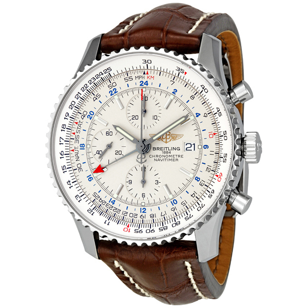 Breitling Navitimer Pilot Chronograph Automatic Silver Face Mens Watch