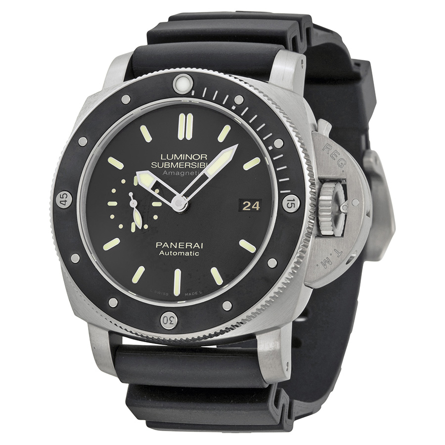 Panerai Luminor 1950 PAM00389 Titanium Case Automatic Diver's Watch - Jet Black Face