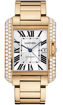 Cartier Tank WT100004 Rose Gold Diamond bezel Automatic Elegant Timepiece
