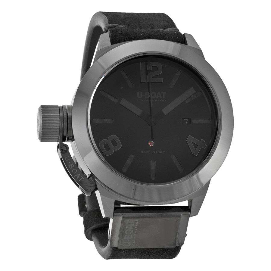 U-Boat 7337 Imitation Submarine Pilot Automatic Stainless Steel Dive Watch - Jet Black Face - 200m Water Resistant