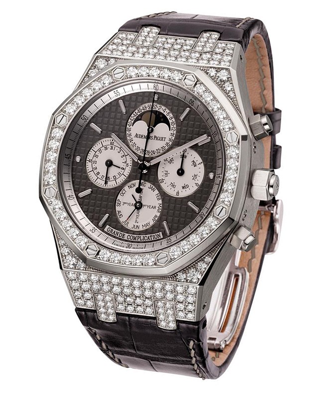 Audemars Piguet Royal Oak Homage 25990BC.ZZ.D005CR.01 White Gold Diamond Set Luxury Chronograph Watch