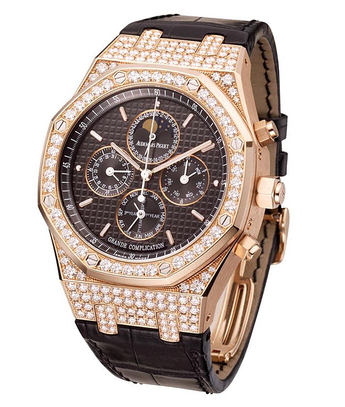 Audemars Piguet Royal Oak 25990OR.ZZ.D002CR.01 41mm Imitation Diamond-Encrusted Rose Gold Automatic Watch