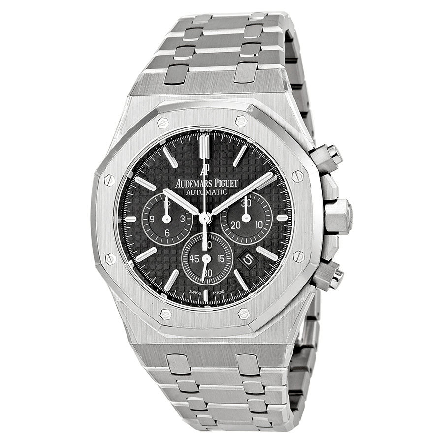 Audemars Piguet Royal Oak Steel Grand Tapisserie Black Face Automatic 41mm Watch